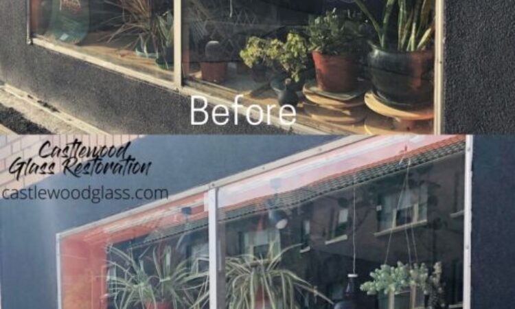 before & after glass graffiti removal