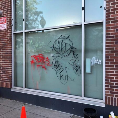 glass graffiti removal before